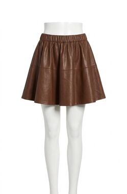 NEW ASTR chelsey flared faux leather skirt in brown